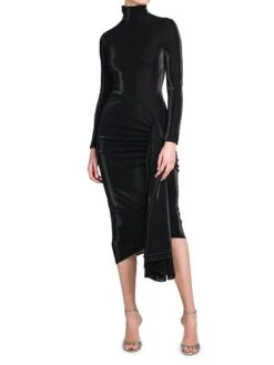 Giorgio Armani Draped Jersey Dress -Vetdiet Shop 0400014595792 NERO A1