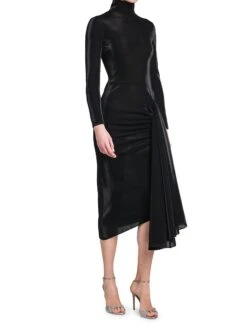 Giorgio Armani Draped Jersey Dress -Vetdiet Shop 0400014595792 NERO A2