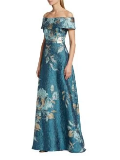 Floral Off-The-Shoulder Gown -Vetdiet Shop 0400014823882 PEACOCKGOLD A1