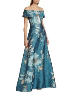 Floral Off-The-Shoulder Gown -Vetdiet Shop 0400014823882 PEACOCKGOLD A2