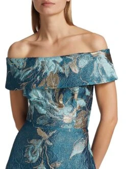 Floral Off-The-Shoulder Gown -Vetdiet Shop 0400014823882 PEACOCKGOLD A5