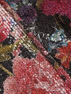 Cesarima Floral Sequined Cocktail Dress -Vetdiet Shop 0400016570076 GLOWINGPEONIESBLACK A6