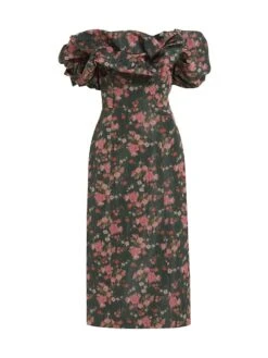 Polly Floral Ikat Off-The-Shoulder Gown