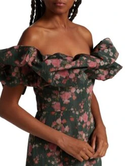 Polly Floral Ikat Off-The-Shoulder Gown -Vetdiet Shop 0400016692412 BLACKFLORALIKAT A5