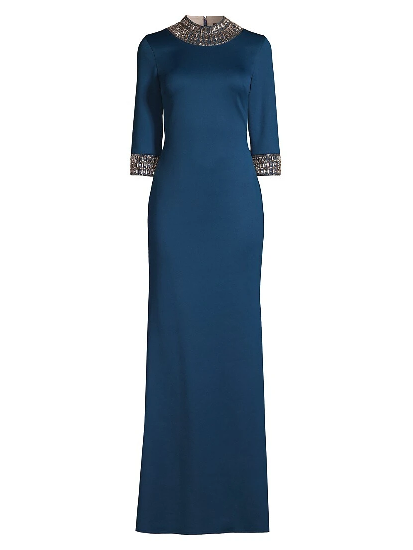 Embellished Three-Quarter-Sleeve Gown 3 Embellished Three-Quarter-Sleeve Gown