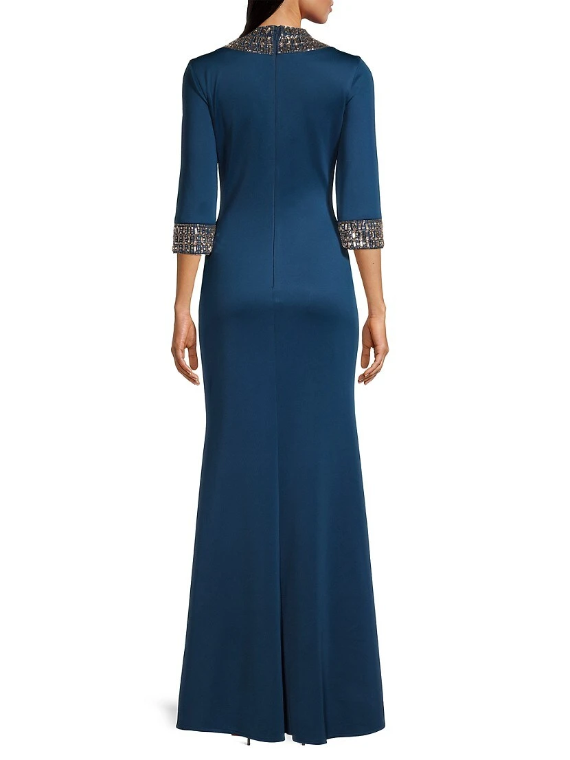 Embellished Three-Quarter-Sleeve Gown 7 Embellished Three-Quarter-Sleeve Gown - Image 5