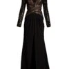 Long-Sleeve Sequin-Embroidered Gown -Vetdiet Shop 0400016997532 BLACK