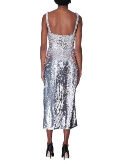 Carolina Herrera Embellished Side-Slit Midi-Dress -Vetdiet Shop 0400017488815 SILVER A2
