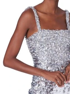 Carolina Herrera Embellished Side-Slit Midi-Dress -Vetdiet Shop 0400017488815 SILVER A3