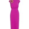 Badgley Mischka Mock Turtleneck Applique Midi-Dress -Vetdiet Shop 0400017577444 FUCHSIA