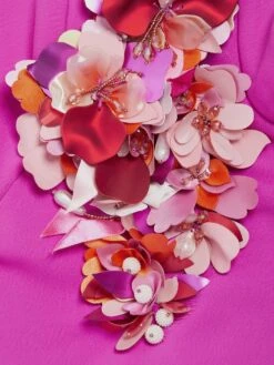 Badgley Mischka Mock Turtleneck Applique Midi-Dress -Vetdiet Shop 0400017577444 FUCHSIA A6