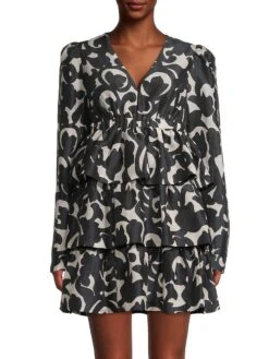 Tiered Empire-Waist Minidress 9 Tiered Empire-Waist Minidress -Vetdiet Shop 0400017811458 BLACKMULTI A1