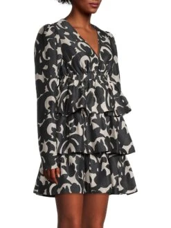 Tiered Empire-Waist Minidress 10 Tiered Empire-Waist Minidress -Vetdiet Shop 0400017811458 BLACKMULTI A2