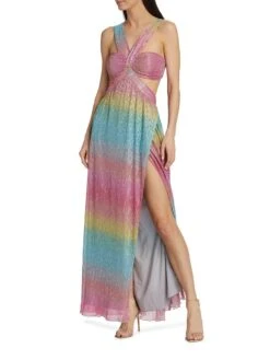 Metallic Rainbow Cut-Out Gown -Vetdiet Shop 0400018497554 MULTI A1
