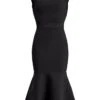 HERVE LEGER Milano Cap-Sleeve Flounce Midi-Dress -Vetdiet Shop 0400018568932 BLACK