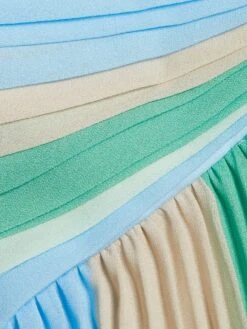 Badgley Mischka Pleated Stripe Surplice Midi-Dress -Vetdiet Shop 0400018953796 MINTMULTI A6