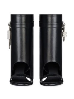 Shark Lock Sandals In Leather -Vetdiet Shop 0400019181249 BLACK A3