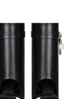 Shark Lock Sandals In Leather -Vetdiet Shop 0400019181249 BLACK A5