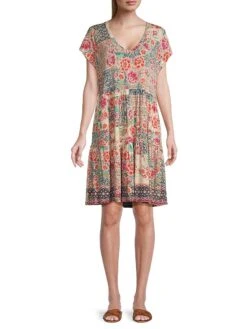 Johnny Was Aztec Floral Jersey Minidress 10 Johnny Was Aztec Floral Jersey Minidress -Vetdiet Shop 0400019201273 MULTI A1