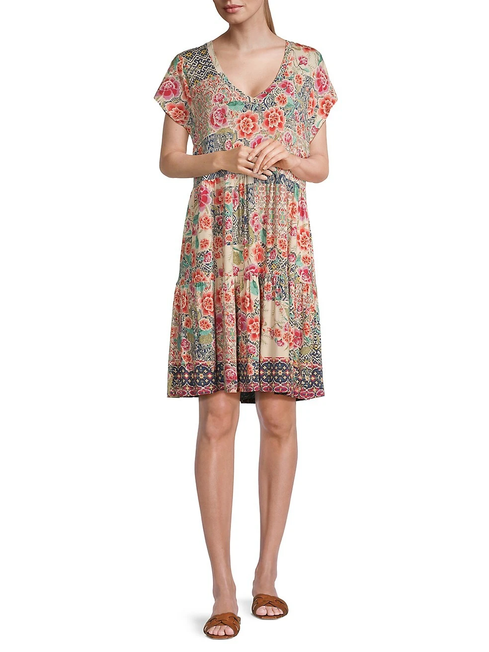 Johnny Was Aztec Floral Jersey Minidress 4 Johnny Was Aztec Floral Jersey Minidress - Image 2