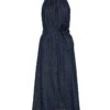 Sparkling Denim Dress With Precious Halterneck