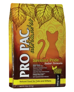 Pro Pac Ultimates Grain Free Indoor Savanna Pride Formula With Chicken Meal - 5 Lb.