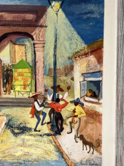 1950's Phoebe Towbin Mexican Street Village Oil Painting, Frame -Vetdiet Shop 1950s phoebe towbin mexican street village oil painting frame 5584