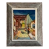 1950's Phoebe Towbin Mexican Street Village Oil Painting, Frame