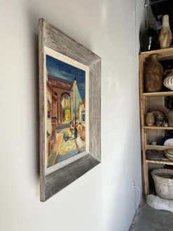 1950's Phoebe Towbin Mexican Street Village Oil Painting, Frame -Vetdiet Shop 1950s phoebe towbin mexican street village oil painting frame 6450