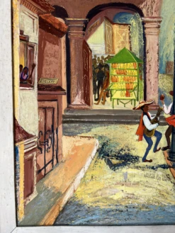 1950's Phoebe Towbin Mexican Street Village Oil Painting, Frame -Vetdiet Shop 1950s phoebe towbin mexican street village oil painting frame 6957