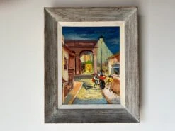 1950's Phoebe Towbin Mexican Street Village Oil Painting, Frame -Vetdiet Shop 1950s phoebe towbin mexican street village oil painting frame 8777