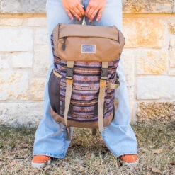 "Topper" Hooey Backpack Grey/Tan Stripe Pattern W/Tan Accents -Vetdiet Shop Backpack 2